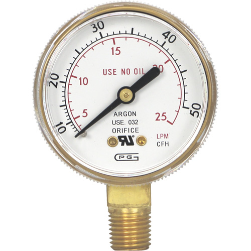Pressure Gauges, 2" , 0-50 SCFH, Bottom Mount, Analogue O-Max