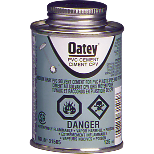 PVC Medium-Duty Cement, 946 ml, Brush-Top Can, Grey O-Max
