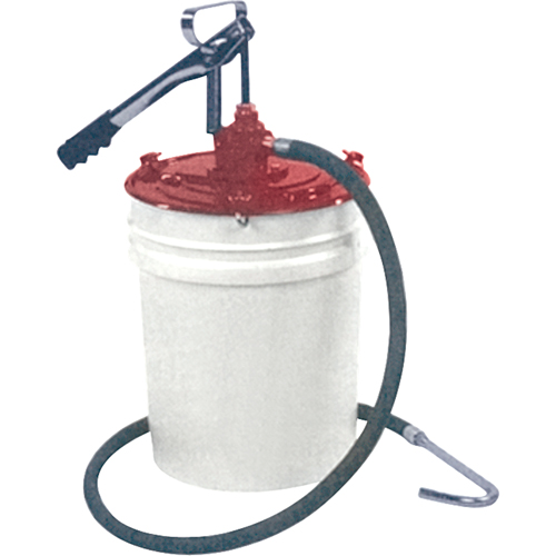 Pompes pour lubrification manuelle - Distributeurs doubles &agrave; levier, Zinc, 2,6 oz/course, Pour barils de 5 gal. O-Max