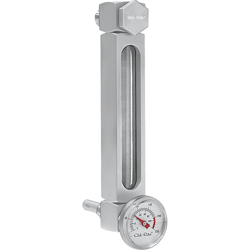 Aluminum Liquid Level Gauge, Threaded, 7" L, 205°F (96.11° C) O-Max