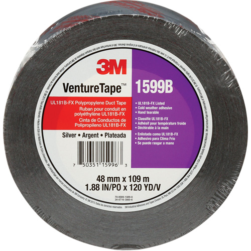 Ruban en polypropyl&egrave;ne Venture Tape 1599B, 3 mils, Argent, 48 mm (2") x 109,7 m (359,9') O-Max