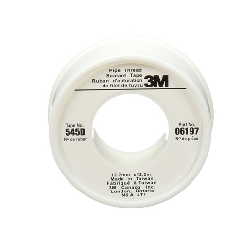 Scotch&reg; Thread Sealant Tape, 480" L x 1/2" W, White O-Max