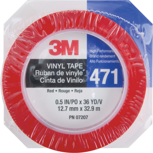 Ruban en vinyle 471, 12 mm (1/2") la x 32,9 m (108') lo, 5,3 mils, Rouge O-Max
