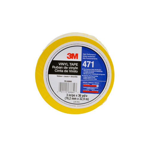 471 Vinyl Tape, 12 mm (1/2") W x 32.9 m (108') L, 5.2 mils, Yellow O-Max