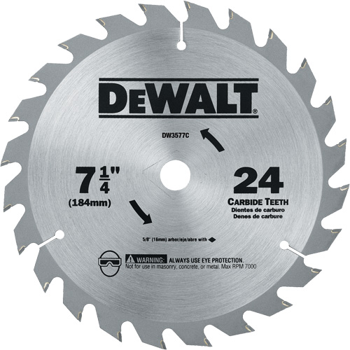 Lame de scie circulaire en carbure, 7-1/4", 24 dents O-Max