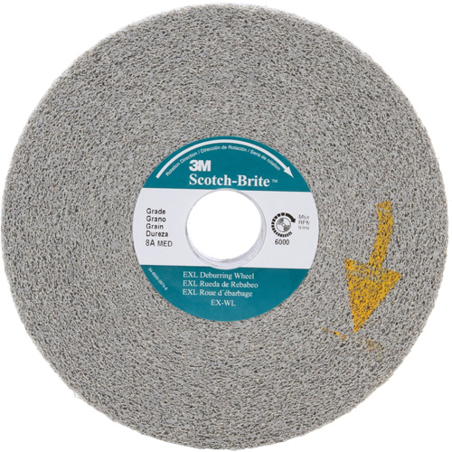 Scotch-Brite EXL Deburring Wheels, 6" x 1", 1" Arbor, Aluminum Oxide O-Max
