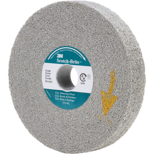 Scotch-Brite EXL Deburring Wheels, 6" x 1", 1" Arbor, Aluminum Oxide O-Max