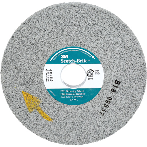 Meule d'&eacute;barbage EXL Scotch-Brite, 6" x 1/2", Arbre de 1", Carbure de silicium O-Max