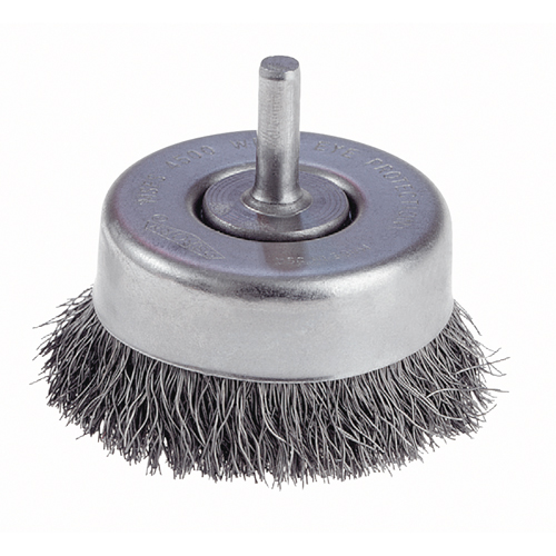 Brosses-boisseau &agrave; fils cr&ecirc;p&eacute;s avec tige 1/4" - travaux l&eacute;gers O-Max