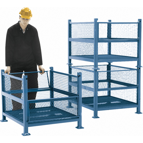 Open Mesh Containers, 2 Drop Gates, 2500 lbs. Capacity, 34.5" W x 40.5" D x 32.25" H O-Max