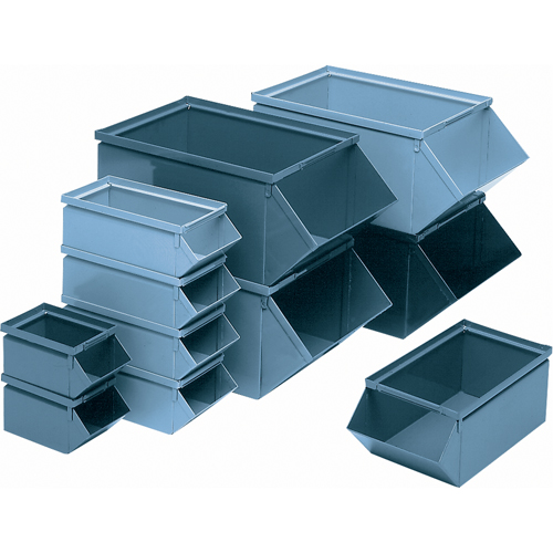 Steel Bin, 100 lbs. Cap., 7-1/2" W x 15-1/2" D x 6" H, Blue O-Max