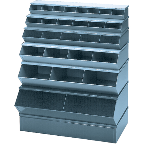 Sectional Bin Units, 100 lbs. Cap., 37" W x 8" D x 4-1/2" H, Blue O-Max