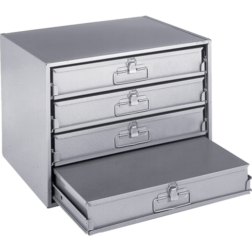 Casiers pour boîtes &agrave; compartiments, Acier, 4 compartiments, 20" la x 15-3/4" p, 15" h, Gris O-Max