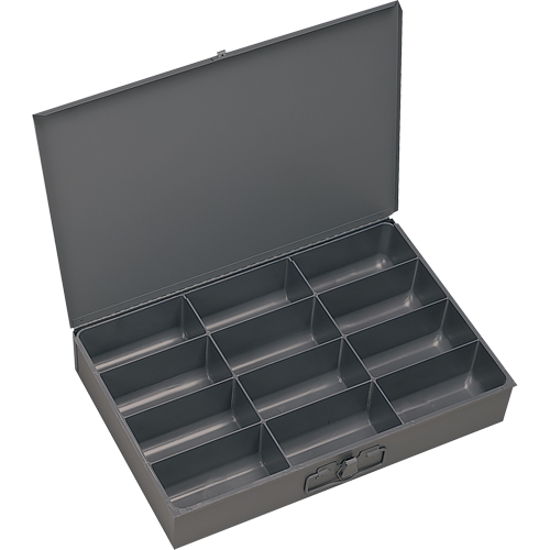 Boîtes &agrave; fond courb&eacute;, Acier, 12 compartiments, 18" la x 12" p, 3" h, Gris O-Max