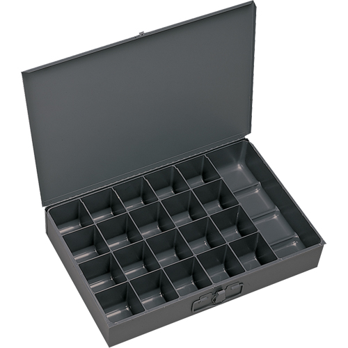 Boîtes &agrave; fond courb&eacute;, Acier, 21 compartiments, 13-3/8" la x 9-1/4" p, 2" h, Gris O-Max