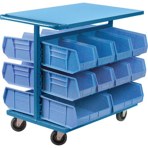 Bin Cart with Bins, Double-sided, 20 bins, 24" W x 38-1/2" D x 36-1/2" H O-Max