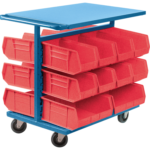 Bin Cart with Bins, Double-sided, 20 bins, 24" W x 38-1/2" D x 36-1/2" H O-Max