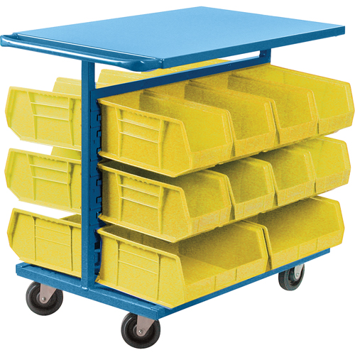 Bin Cart with Bins, Double-sided, 20 bins, 24" W x 38-1/2" D x 36-1/2" H O-Max