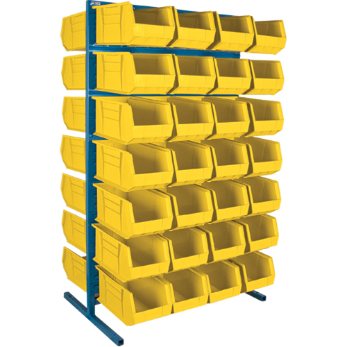 Support stationnaire deux c&ocirc;t&eacute;s pour bacs, 36" la x 24" p x 61" h, 56 bacs O-Max