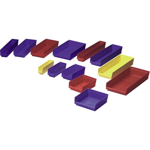 Shelf Bins, 8-3/8" W x 4" H x 17-7/8" D, Blue, 40 lbs. Capacity O-Max