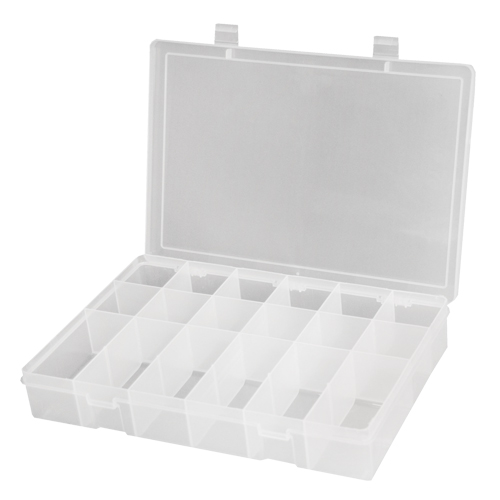 Boîtes &agrave; compartiments compactes en polypropyl&egrave;ne, 11" la x 6-3/4" p x 1-3/4" h, 18 compartiments O-Max
