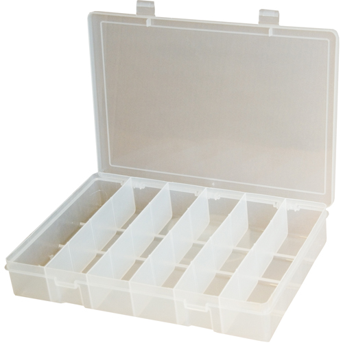 Boîtes &agrave; compartiments compactes en polypropyl&egrave;ne, 11" la x 6-3/4" p x 1-3/4" h, 6 compartiments O-Max
