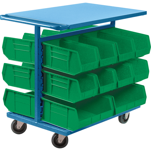 Bin Cart with Bins, Double-sided, 20 bins, 24" W x 38-1/2" D x 36-1/2" H O-Max