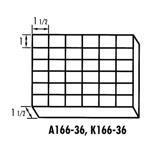 K-Resin Compartment Box, Plastic, 36 Slots, 6-9/16" W x 9-5/8" D x 1-1/2" H, Transparent O-Max