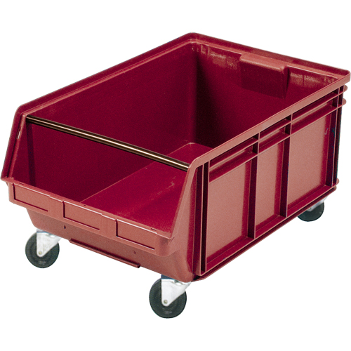 Mobile Giant Stacking Bin, 11-7/8" H x 18-3/8" W x 29" D, 150 lbs. Capacity, Red O-Max