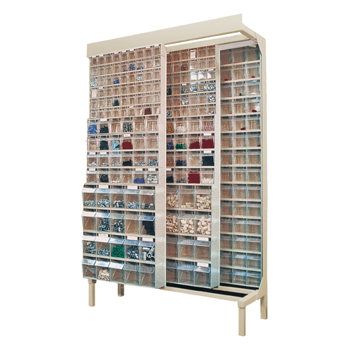 Free-Standing Tip-Out Bins Slider System, 48" W x 18" D x 77" H, 336 Drawers O-Max