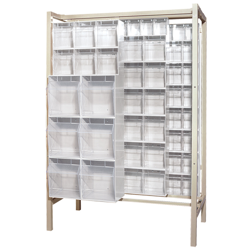 Free-Standing Tip-Out Bins Slider System, 51-1/4" W x 26" D x 77" H, 101 Drawers O-Max