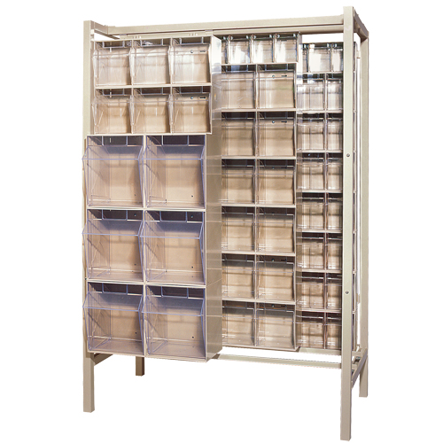 Free-Standing Tip-Out Bins Slider System, 51-1/4" W x 26" D x 77" H, 101 Drawers O-Max