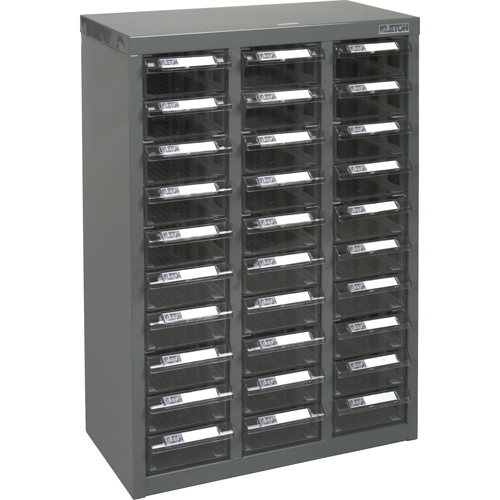 KPC-700 Parts Cabinet, Galvanized Steel, 30 Drawers, 17-1/2" x 8-7/10" x 25-3/10", Grey O-Max