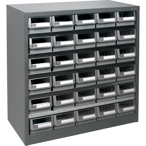 Casier robuste pour pi&egrave;ces KPC-HD, Acier galvanis&eacute;, 30 tiroirs, 34-3/5" x 15-7/10" x 34-3/5", Gris O-Max