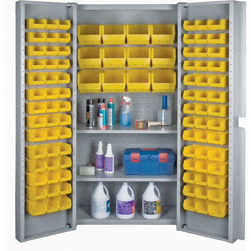 Deep Door Combination Bin Cabinets, 38" W x 24" D x 72" H, Grey O-Max