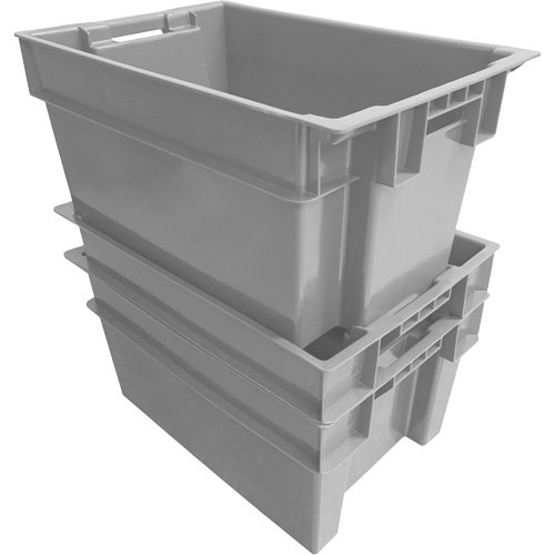 Stack & Nest Container, 16" W x 12" H x 24" D, Grey O-Max