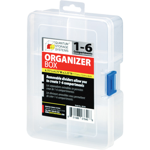 Boîte &agrave; compartiments en plastique, 4,75" la x 6,75" p x 2,25" h, 6 compartiments O-Max