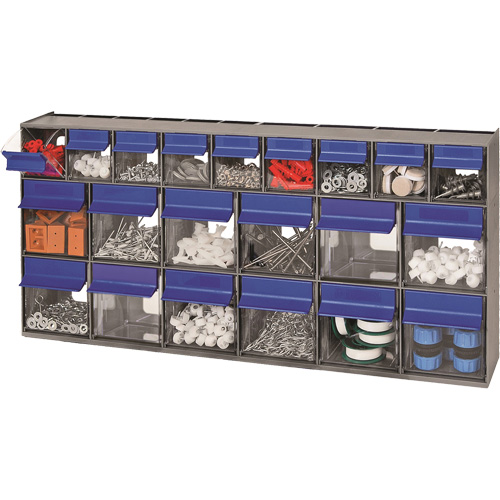 Tilt Bins Unit, 23-5/8" W x 3-5/8" D x 11-1/6" H, 21 Drawers O-Max