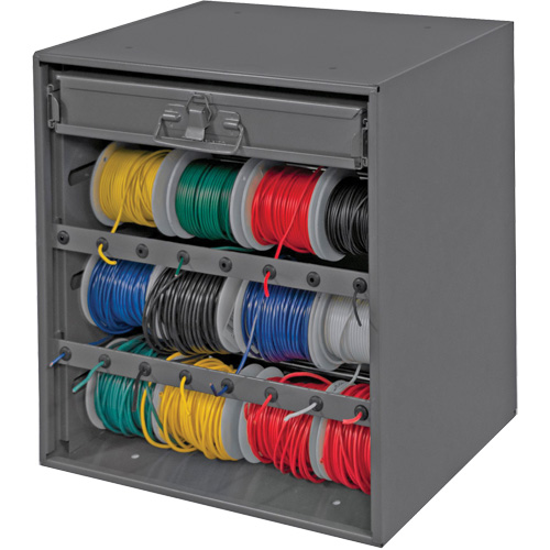 Armoire d'entreposage pour fil et borne, Acier, 1 tiroirs, 15-9/16" x 11-7/8" x 16-3/8", Gris O-Max
