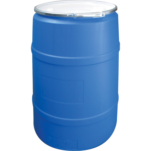 Barils en poly&eacute;thyl&egrave;ne, 55 gal. US (45 gal. imp.), Dessus ouvert, Bleu O-Max