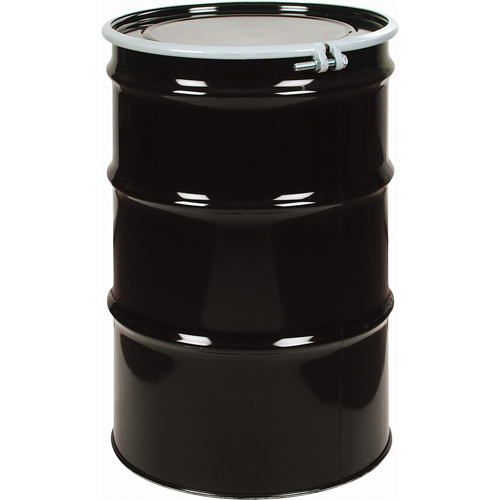 Barils en acier, 55 gal. US (45 gal. imp.), Non doubl&eacute;, Noir, Dessus ouvert, 1A2/Y1.4/140, Calibre 20 O-Max