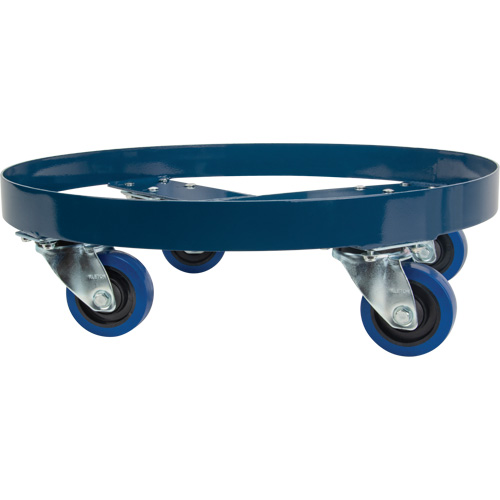 Chariot pour baril, Acier, Capacit&eacute;e 1400 lb, Diam&egrave;tre 24", Roue en &eacute;lastique bleu O-Max