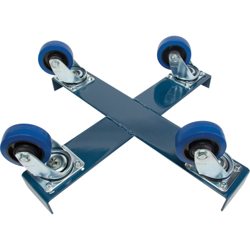 Chariot pour baril, Acier, Capacit&eacute;e 1400 lb, Diam&egrave;tre 24", Roue en &eacute;lastique bleu O-Max