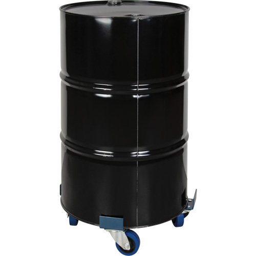 Chariot pour baril, Acier, Capacit&eacute;e 1400 lb, Diam&egrave;tre 24", Roue en &eacute;lastique bleu O-Max