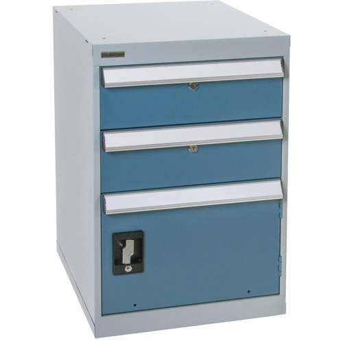&eacute;tabli sur pi&eacute;destal avec une porte & deux tiroirs, 2 Tiroirs, 18" la x 21" p x 28" h O-Max