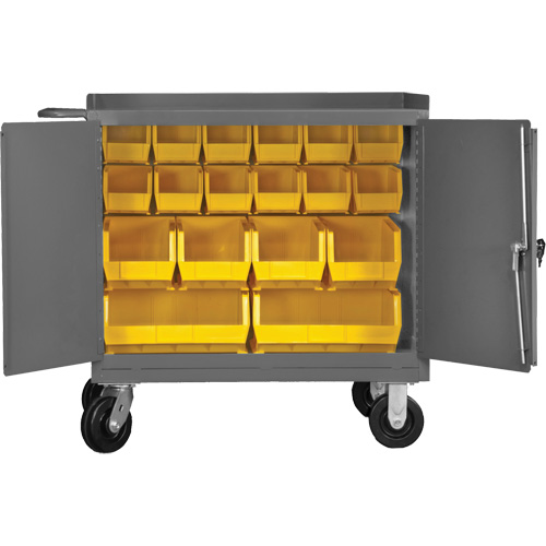 Armoire d'&eacute;tabli mobile avec bacs, Acier Surface O-Max