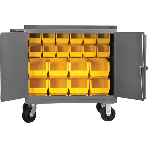 Armoire d'&eacute;tabli mobile avec bacs, Acier Surface O-Max