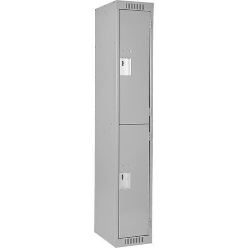 Clean Line Lockers, 2 -tier, 12" x 18" x 72", Steel, Grey, Rivet (Assembled) O-Max