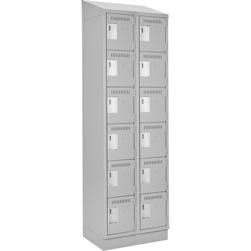 Clean Line Lockerette, 6 -tier, Bank of 2, 24" x 18" x 82", Steel, Grey, Rivet (Assembled) O-Max