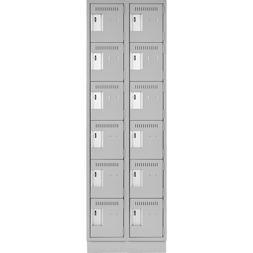 Clean Line Lockerette, 6 -tier, Bank of 2, 24" x 18" x 76", Steel, Grey, Rivet (Assembled) O-Max